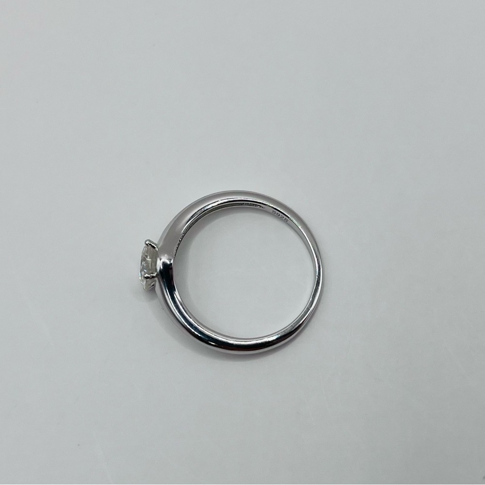 Moissanite Solitaire Sterling Silver Ring - Picture 3 of 7